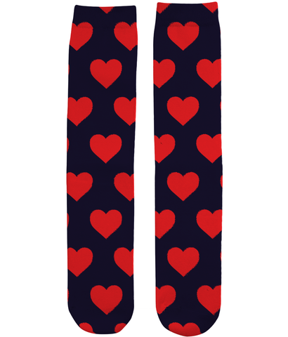 Red Navy Heart Socks